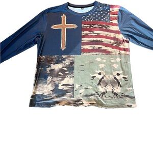 Cross and Flag Long Sleeve Shirt